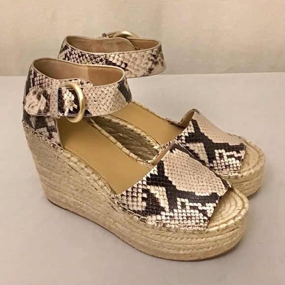 Marc Fisher 7.5 Women's Lalida Espadrille Wedge Sandals Snakeskin Print Leather - Picture 2 of 11